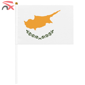 Impresión personalizada LOGOTIPO País 14*21cm Pequeña bandera nacional de Chipre ondeando a mano con poste de plástico - Product Image 5
