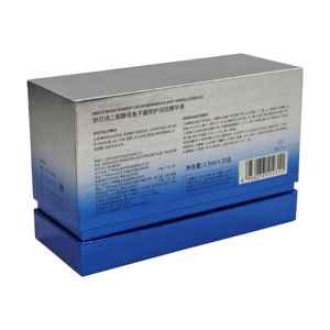 Boîte cadeau rigide carrée de luxe pour cosmétiques |   Emballage personnalisé en carton gris avec logo argenté pour ampoules de sérum et <span class=keywords><strong>caviar</strong></span> - Product Image 3