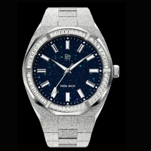 Reloj de Cuarzo para Hombre con Logotipo Personalizado, de Acero Inoxidable Plateado, Clásico, Resistente al Agua, con Esfera de Polvo de Estrellas y Correa de Acero Esmerilado - Product Image 4