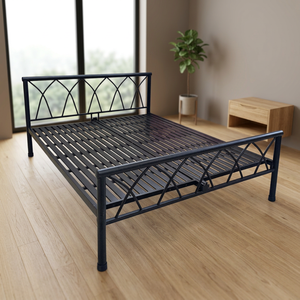 Lit mezzanine moderne en acier thermolaqué avec sommier, cadre en fer, portable, gain de place, mobilier de chambre, montage facile, plusieurs tailles - Product Image 2