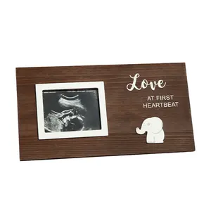 初心爱-棕色婴儿超声相框新生儿礼品套装实木相框