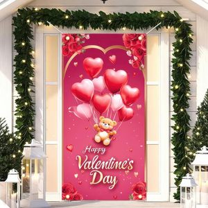 Bannière de <span class=keywords><strong>porte</strong></span> personnalisable pour la Saint-Valentin, motif ours et ballons rouges, pour fêtes à domicile, mariages et autres célébrations - Product Image 3