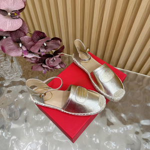 Espadrilles plates en cuir marron à bout rond avec bride de cheville et boucle réglable – Chaussures d'été - Product Image 6