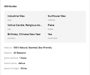 Bougie en cire de graines de tournesol 100% naturelle, forme de flocons blancs, sans fumée, matières premières pour les occasions de Noël - Product Image 6