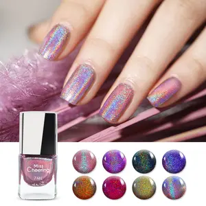 Grosir Adiyat 7ml/botol berkilau holografik warna-warni pernis Laser payet cat kuku berlian populer Uv Gel Polish musim panas