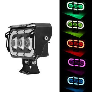 Nouveau design, phares avant de remplacement à LED 30W à 3 lentilles, blanc/jaune avec anneau RGB pour motos, voitures, VTT, feux de brouillard - Product Image 1
