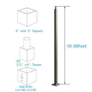 Poste de luz de calle galvanizado de inmersión en caliente de entrega rápida 25ft <span class=keywords><strong>4</strong></span> "11 calibre Poste de luz de acero cuadrado recto - Product Image 3