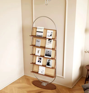 Librería de ratán y Metal ovalada creativa de gran venta Longstar 2025, organizador de almacenamiento escalonado para estudio en el hogar/sala de estar - Product Image 4