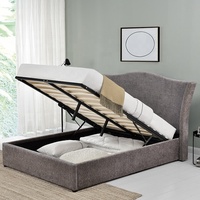 Mobilier de chambre à coucher Willsoon Classical Crown Luxury Modern Design Double Storage Bed with Gas Lift Soft Linen Fabric for Home