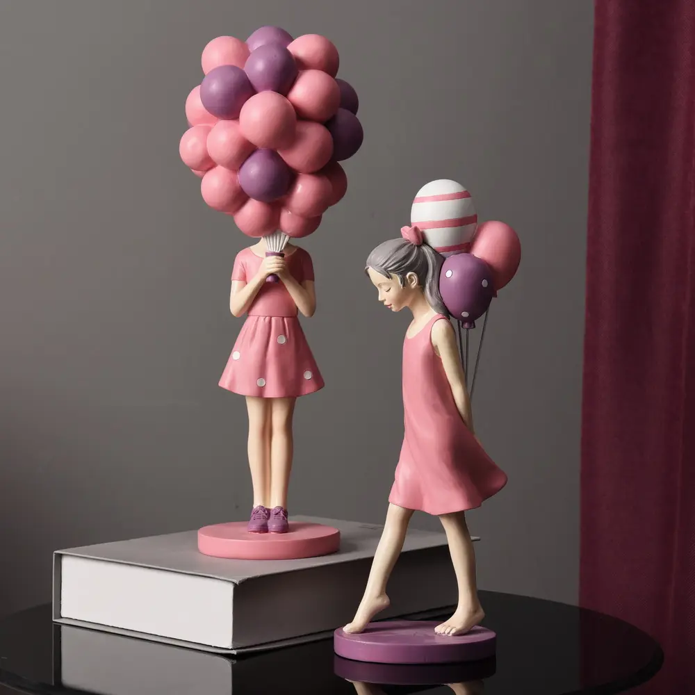 Big Bunch Balloon Cute Girl Figurine Nordic Kid Girls BedroomTable Ornament Decoration