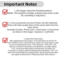 Kit de Matériaux Exquis en Colle Crème Bicolore Style Baroque de Luxe pour Coque de Téléphone DIY avec Nœud, Vente en Gros Usine IDEAL, pour Tous Modèles de Téléphones