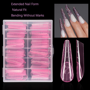 Nouveaux embouts de moule de construction rapide OEM <span class=keywords><strong>Gel</strong></span> UV rose gros chiffres carré amande double forme extension faux ongle pour forme d'extension d'ongle - Product Image 1
