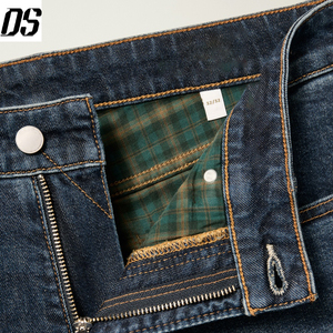 Jeans de qualité personnalisés pour hommes, coupe droite, patchwork, pantalon en <span class=keywords><strong>jean</strong></span> homme, pantalones, jeans doublés de flanelle, denim en gros - Product Image 2