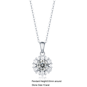 Collana con Pendente Unico in Argento Sterling 925 con Moissanite da 1 Carato, Design Originale, Gioiello <span class=keywords><strong>di</strong></span> Alta Qualità, Pendente a <span class=keywords><strong>Fiocco</strong></span> <span class=keywords><strong>di</strong></span> <span class=keywords><strong>Neve</strong></span> per Donna - Product Image 2