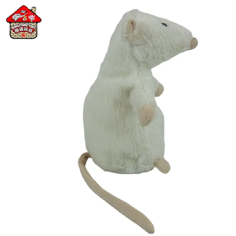 Baby white plush mouse toy stuffed realistic animal toy little rat for Kids' gift