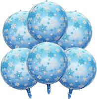 Ensemble de ballons en feuille 4D Snowball pour anniversaire, Noël, Nouvel An, décoration de fête sur le thème du pays des merveilles d'hiver, bleu, rose, noir, léopard