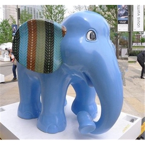 Grande statue d'animal décorative extérieure en fibre de verre Statue d'éléphant coloré - Product Image 3