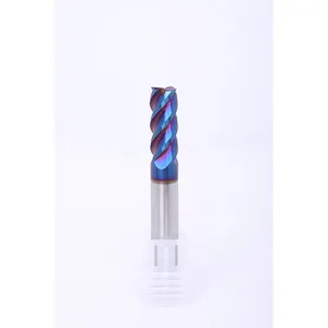 Fresa de fondo plano de carburo de acero con revestimiento Nano azul de anillo de Color 4F para CNC mecánico HRC65