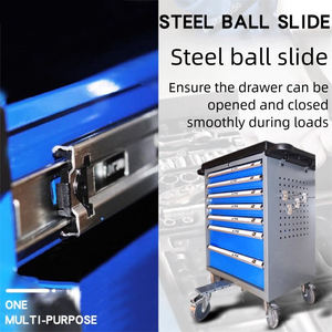 Armoire de rangement industrielle en métal à 7 tiroirs, robuste, avec roulettes, chariot à outils mobile moderne en acier, capacité de charge de 400 kg - Product Image 4