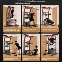 Torre de Ejercicios Multifuncional de Acero al Carbono con Estación de Dominadas Asistidas y Dip Station, Equipo de Entrenamiento de Fuerza para Gimnasio en Casa, con Pila de Pesas de 70 kg