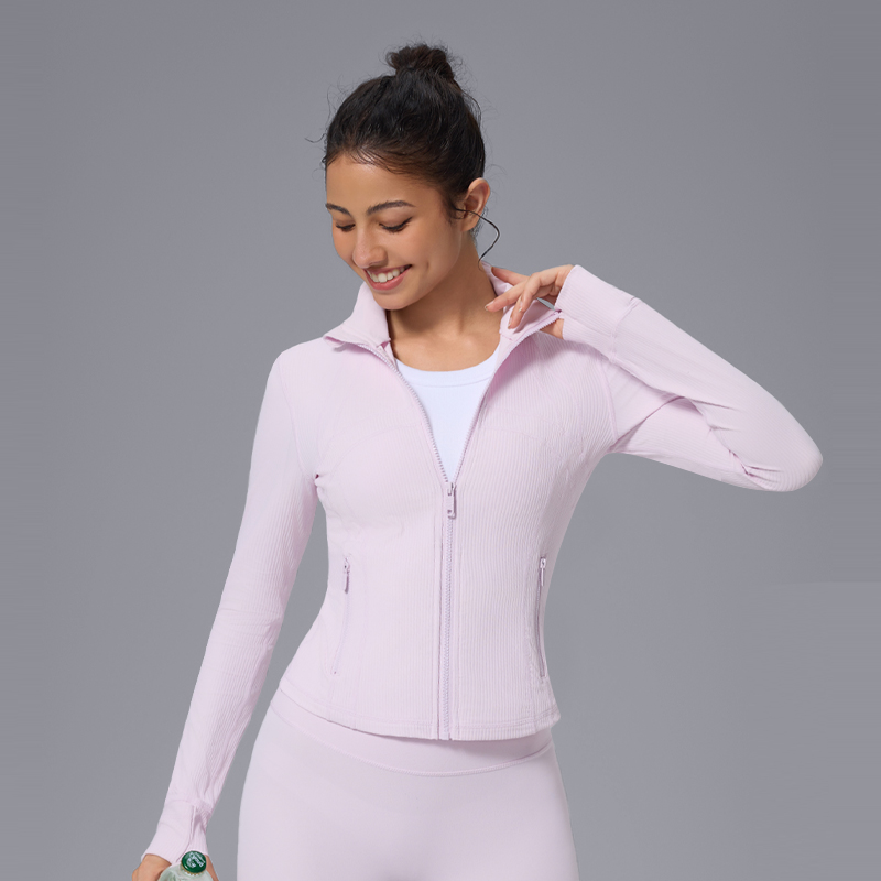 Custom High-Quality Tight Stand-Up Zipper Long Sleeves Women Quick-Drying Yoga Clothes Outdoor Fitness Sports Tops Yoga Jacket