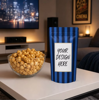 Sachet d'emballage pour pop-corn imprimé avec logo personnalisé, pochette verticale sans frais de plaque, sac en Mylar avec fermeture éclair pour snacks de pop-corn caramélisé gourmet