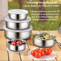 Juego de 5 Recipientes Apilables de Acero Inoxidable con Tapas de Colores para Almacenamiento de Alimentos en el Refrigerador, Venta al Por Mayor