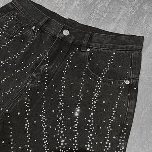 Luxury Heavyweight <b>Cargo</b> <b>Short</b> Pants Streetwear Rhinestone Oversized Jean <b>Shorts</b> Designer Baggy Casual Denim <b>Shorts</b> For <b>Men</b> - Product Image 3