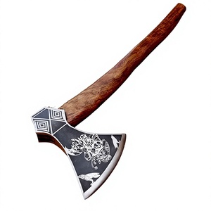 Hacha de mano para exteriores con cabeza de acero forjado y mango de madera dura natural para acampar, leña, jardín y preparación de madera. - Product Image 6