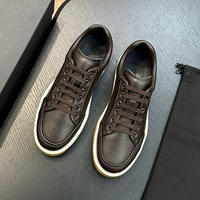 Sneakers en cuir véritable grainé de luxe pour hommes, style Old Money, à lacets, chaussures décontractées