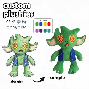 Fabricant de jouets en peluche personnalisés, faible MOQ, loup à gilet rayé de dessin animé, poupée en peluche personnalisée de personnages d'anime, jouet en peluche avec <span class=keywords><strong>logo</strong></span> personnalisé - Product Image 2
