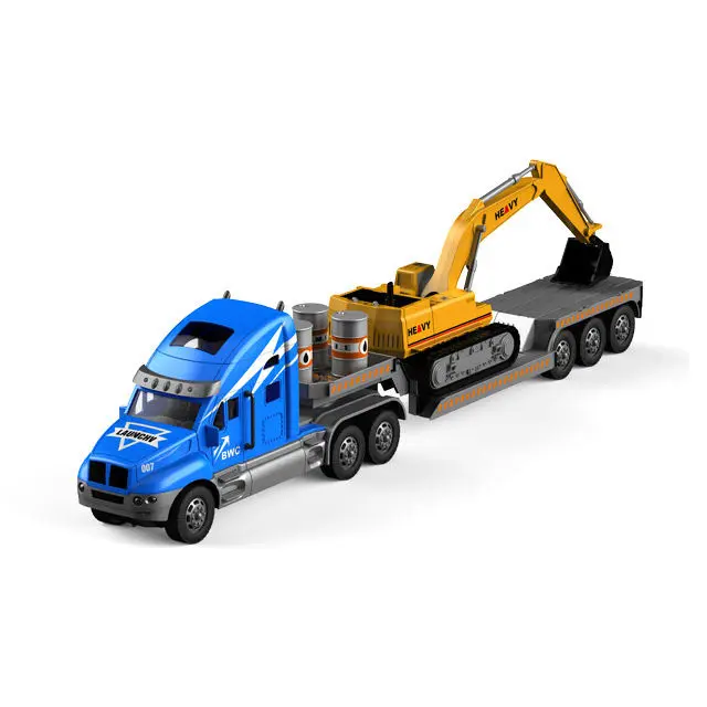 Electric 20Mins Playing Time Remote Control tow Truck Toy Car Transporters Trailers With RC Excavator
