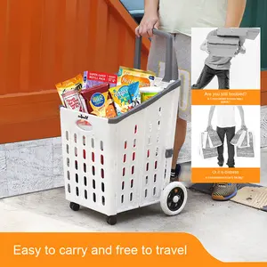 नए 75l सुपरमार्केट स्टोर स्टोर शॉपिंग ट्रॉली उपयोगिता हाथ कार्ट पोर्टेबल फोल्डेबल किराने की खरीदारी कार्ट शॉपिंग ट्रॉली - Product Image 4