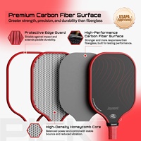 Raquette de pickleball ODM 14 mm avec noyau en nid d'abeille en PP texturé brillant T300 découpé à froid et technologie de découpe de précision des bords