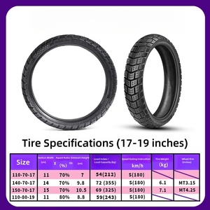 Pneus de moto tout-terrain 110/70-17, pneus multi-usages tout-terrain, pneu semi-slick 8 plis - Product Image 2