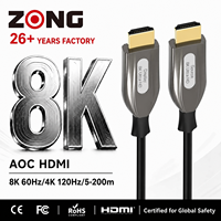 Câble HDMI optique actif longue distance, fibre optique HDMI 2.1 8K 60Hz pour salle de conférence, signalisation numérique