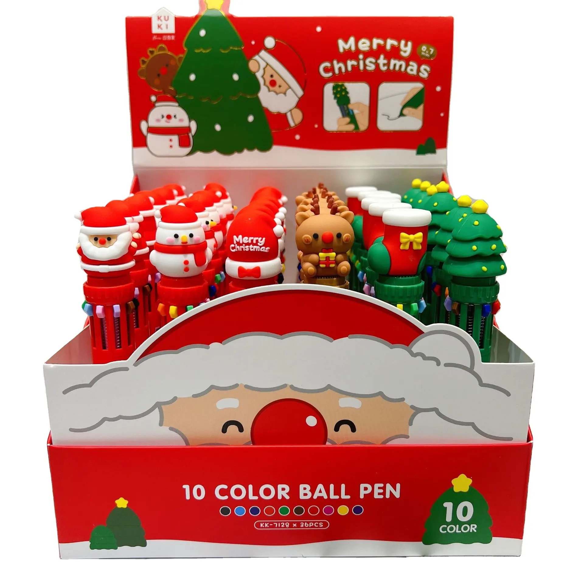 10Colors Cute Cartoon Ballpoint Pen Kawaii School Office Supply Gift Stationery Christmas Promotional Pen 36PCS/Lot