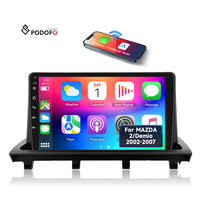 Autoradio Android Podofo 9 pouces pour MAZDA 2/Demio 2002-2007, Carplay/Android Auto sans fil, GPS, WiFi, OEM, ODM, vente en gros