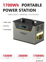 Centrale Électrique Portable OEM 1500W 1700Wh Générateur Solaire Onde Sinusoïdale Pure pour Camping, Camping-car et Secours d'Urgence 220V