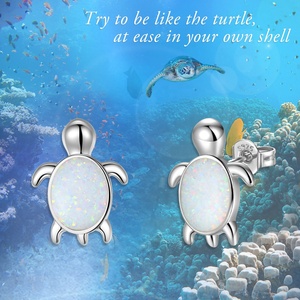 en rodio <span class=keywords><strong>de</strong></span> forma ovalada blanco Opal tortuga <span class=keywords><strong>de</strong></span> <span class=keywords><strong>mar</strong></span> pendientes hechos a mano espárragos pendiente para las mujeres - Product Image 4