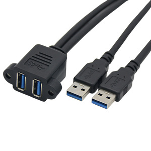 Dual Port Usb 3.0 Extension Cable With <b>Screw</b> Holes 1m <b>Copper</b> Wire Injection Molded For Computer Accessories - Product Image 4