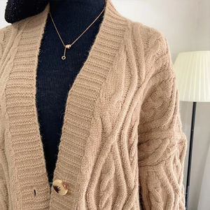 Nouvelle mode femmes solide simple boutonnage Long <span class=keywords><strong>tricot</strong></span>é Cardigan <span class=keywords><strong>manteau</strong></span> tricots hauts - Product Image 5