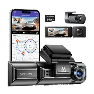 AZDOME M550 Pro-3CH 3 Channel Dash Camera Car DVR Recorder With Built in 5G WiFi GPS 6 IR LED Light Super Night Vision Black BoX