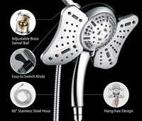 Douche à main avec 9 jets de pluie, combo 2 en 1, pomme de douche détachable