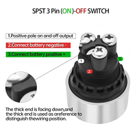 Interrupteur à bouton-poussoir marche/arrêt SPST 12VDC 3 broches Momentané 12 volts Lumière LED rouge IP65 Électronique pour véhicules marins Course