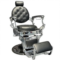 Chaise de salon de coiffure de style américain haut de gamme en alliage d'aluminium, réglable en hauteur par système hydraulique, pivotante, avec accoudoirs pliables