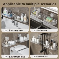 Support de rangement mural multifonctionnel moderne en plastique avec ventouse pour robinet, idéal pour salle de bain, toilettes, douche et lavabo