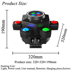 Projecteur LED laser à six bras 150W, contrôle DMX512, couleurs RGBW, effets kaléidoscope et stroboscopiques pour DJ, discothèque et scène - Product Image 2