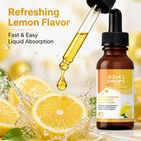 Vitamine D3 liquide 5000 UI K2 120 mcg Gouttes 60 ml Saveur citron Soutien osseux et immunitaire Complément alimentaire