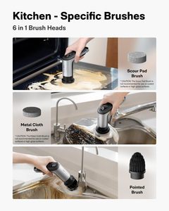 HOTO Spazzola Elettrica Rotante Senza Fili per Pulizia Bagno, Cucina, Piastrelle, Doccia, IPX7 Impermeabile, Leggera - Product Image 4